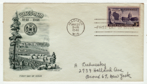 USA First Day Cover #  957 - Centennial Wisconsin Statehood - ArtMaster