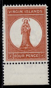 BRITISH VIRGIN ISLANDS QV SG35, 4d chestnut, NH MINT. Cat £35.