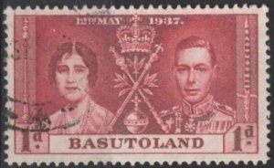 Basutoland 15 (used) 1p Coronation issue, George VI, car (1937)