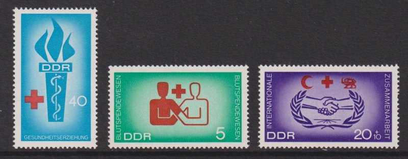 German Democratic Republic DDR #854-855,B142 MNH 1966 health education Red Cross
