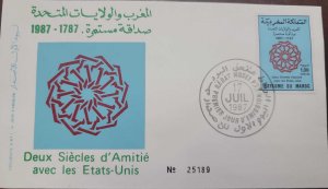 O) 1987 MOROCCO, US MOROCCO DIPLOMATIC RELATIONS - SEE UNITED STATES, FDC XF