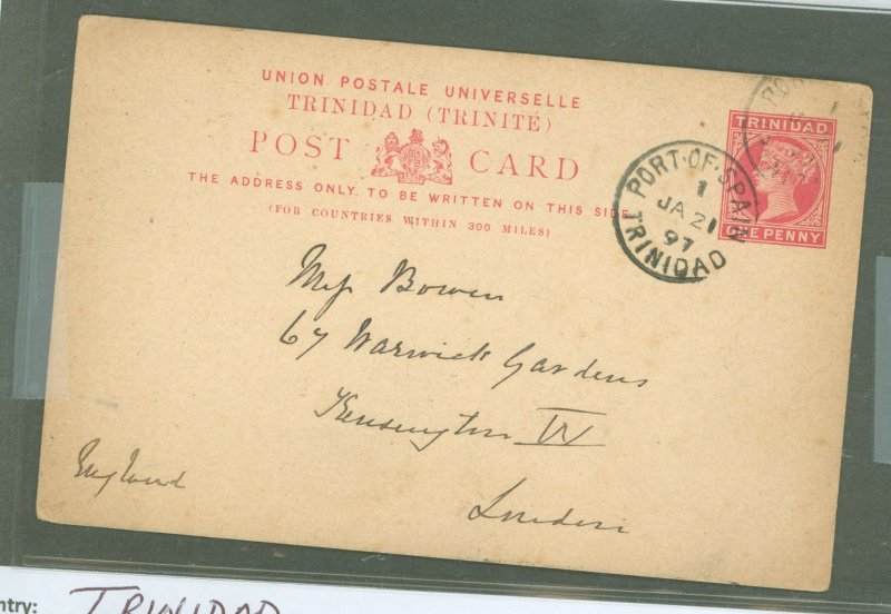 Trinidad  1897 from Port of Spain, long message faint toning