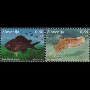 SLOVENIA 2013 - Scott# 1006-7 Marine Life 60-64c NH