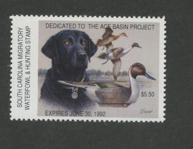 SOUTH CAROLINA #11 1991 STATE DUCK STAMP LABRADOR RETRIEVER  by Jim Killen