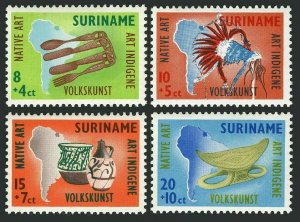 Surinam B69-B72,MNH.Michel 371-374. Native Art,1960.Map,Carved eating utensils,