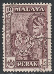 Malaya Perak Scott 132 - SG156, 1957 Elizabeth II 10c Maroon used