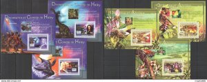 2007 Guinea Fauna Space Dinosaurs Halley Orchids & Honey Bees 6Bl ** Ns445-446