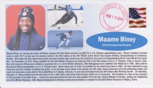 6° Cachets 2018 Winter Olympics Pyeongchang Maame Biney U.S. Speedskating