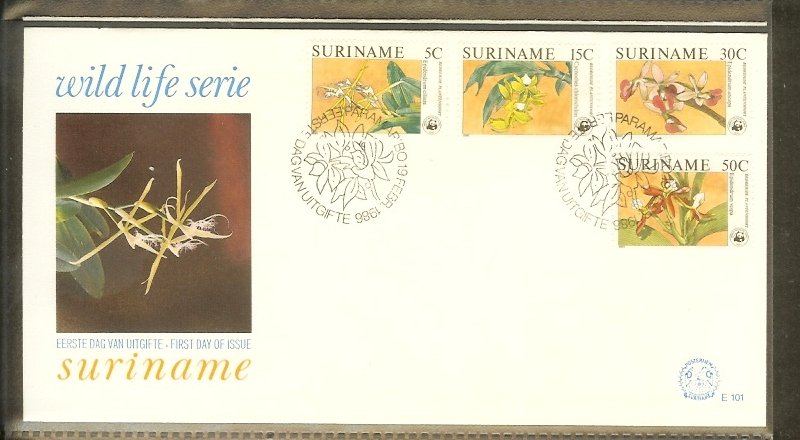 1986 - Rep. Surinam FDC E101 - Flora - Flowers - WNF - Orchids [LN009]