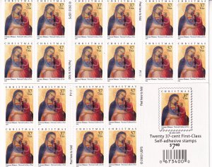 U.S Sc# 3879 37¢ Christmas 2004 Madonna & child complete booklet MNH CV $15.