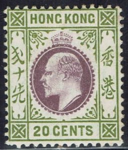 HONG KONG 1907 KEVII 20C