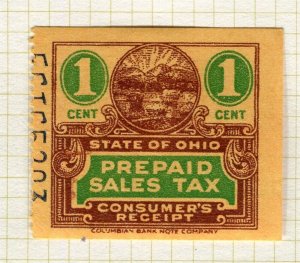 USA; Early 1900s Local Ohio Sales Tax Revenue issue fine used 1c. value