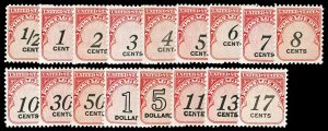 Scott J88-J104 1959-1985 ½c-$5.00 Postage Due Issues Mint VF OG NH Cat $17.45