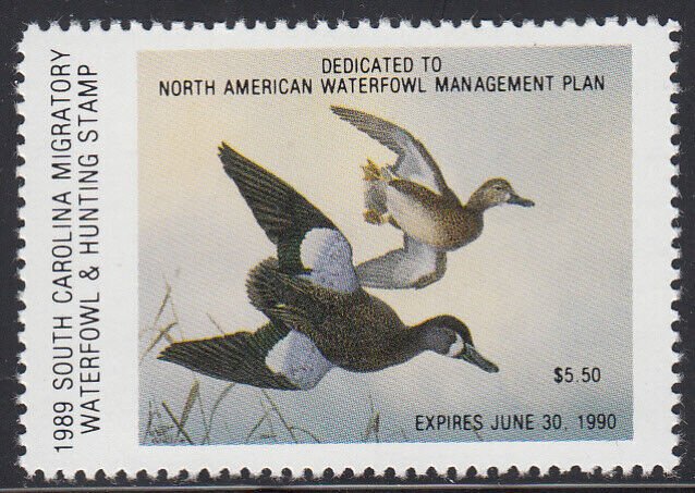 USA South Carolina MNH Waterfowl  Ducks  Jaffe SC9  Value  $ 10.00