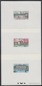 CAMEROUN Sc# 432-4.1 CPL SETS of FRENCH PROOFS of 3 BEAUTIFUL ARCHITECTURE SITES