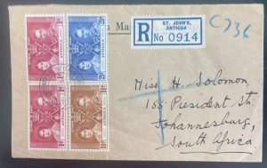 1937 St Johns Antigua First Day Cover To South Africa King George VI Coronation