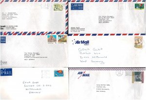 Australia 1980 - 1989 Six AIRMAIL Letters to Germany with High Value Stamps