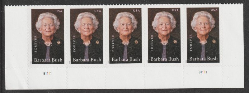 US 6022 Barbara Bush F plate strip 5 MNH 2025