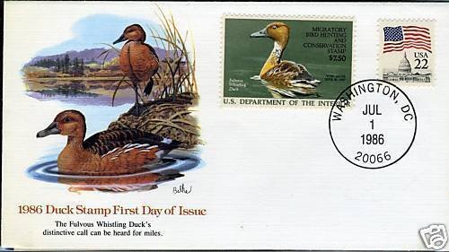 US 1986 DUCK STAMP STAMPS OF FDC IN SPECIAL FOLDER 