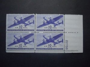 #C27 10c Plate Block #22758 LR MNH OG VF  Better # CV $25 Includes New Mount