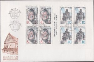 CZECHOSLOVAKIA Sc # 3010a FDC FULL SHEET of 4 SETS JOINT ISSUE with ISRAEL