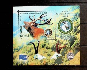 ROMANIA Sc 4633 NH SOUVENIR SHEET OF 2004 - HUNTING - ANIMALS