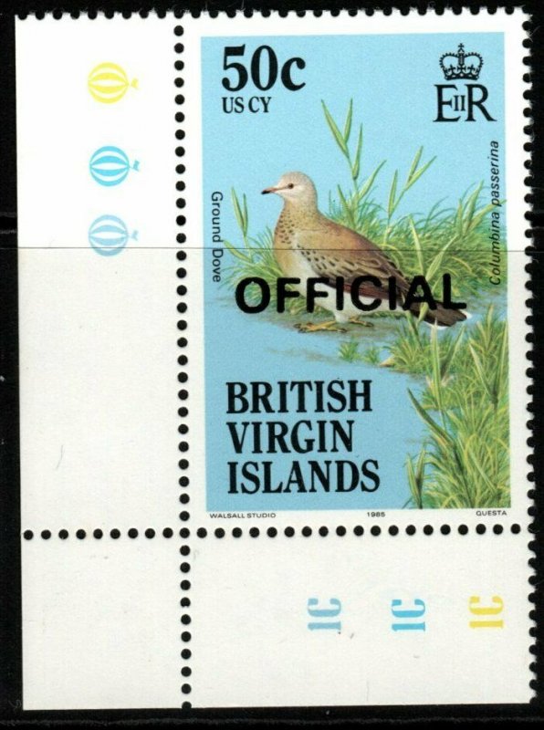 BRITISH VIRGIN ISLANDS SGO29 1986 50c OFFICIAL MNH