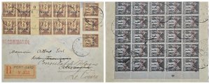 O) 1876 FRANCE, PORT SAID,  RECOMMENDED, PEACE AND COMMERCE, MULTIPLE STAMPS, CI