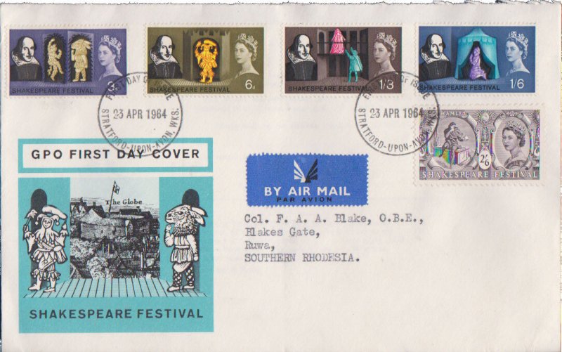 Great Britain Scott 402-406 Typewritten Address.