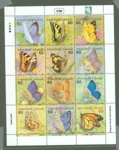 Marshall Islands #752  Souvenir Sheet (Butterflies) (Fauna) (Flowers)