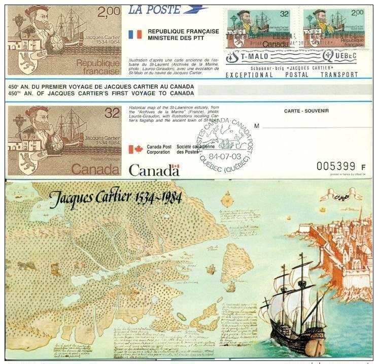 007 Official Card Exhibition Canada 1984 France Emission Commune Boat Cartier-