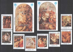 B0265 Sierra Leone Art Rubens Easter 1991 #1593-02 Michel 37 Euro 1Set+2Bl Mnh