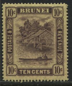 Brunei 1937 10 cents violet on yellow mint o.g.