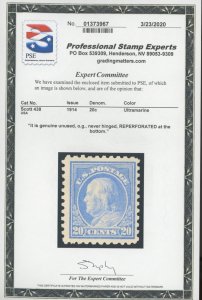 U.S. #438 MINT WITH PSE CERT OG NH