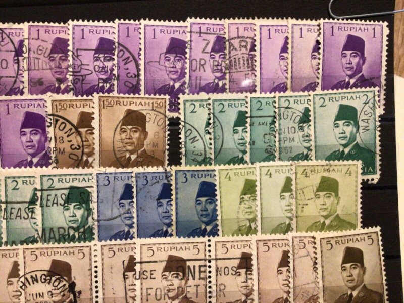Indonesia  Republic President Sukarno 1950’s used stamps for collecting A9952