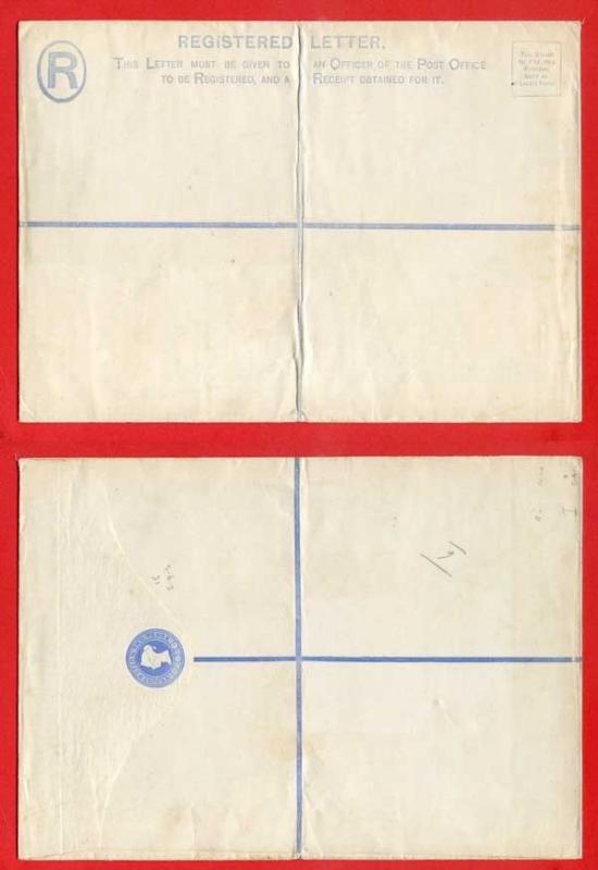 RP13 QV 2d Blue Registered Envelope Size I Mint