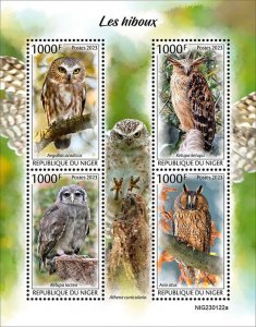 NIGER - 2023 - Owls - Perf 4v Sheet - Mint Never Hinged