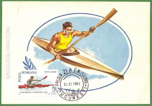 af3778  - ROMANIA - POSTAL HISTORY - MAXIMUM CARD - ROWING Canoes Olympics 1965