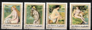 FUJEIRA Lot Of 4 Used Nudes By Various Artists - Nude Art Paintings On Stamps 24