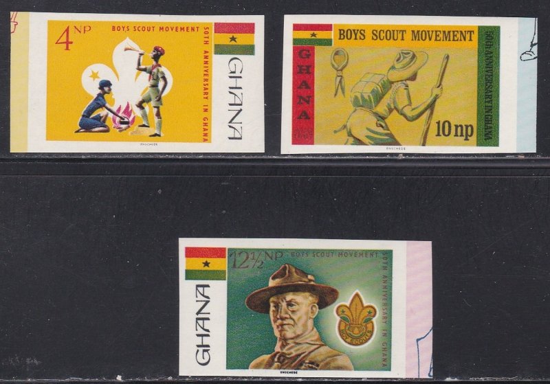 Ghana # 308-310, Boy Scouts of Ghana 50th Anniversary,IMPERF, NH
