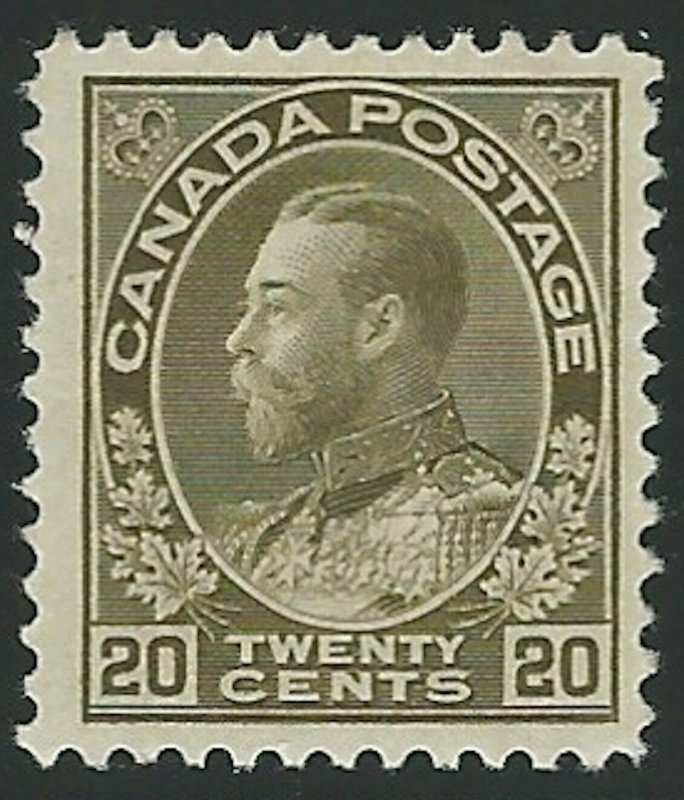 Canada, Scott #119, 20c olive green, Admiral, mint, hinged, fine-very fine
