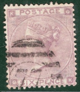 GB QV Stamp SG.84 6d Lilac (1862) London *77*  Numeral Used Cat £140 XRED40