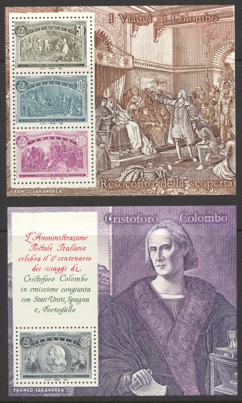 Italy Scott 1883-88 MNHOG - 1992 Voyages of Columbus Mini Sheets - SCV $28.25