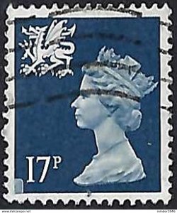 GREAT BRITAIN Wales 1990 QEII 17p Machin Deep Blue SGW45 FU with Printing Flaw