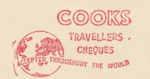 Meter cover GB / UK 1957 Cook s Travellers Cheques - World - Globe