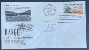 RANGE CONSERVATION FEB 2 1961 SALT LAKE CITY UT ARTCRAFT FIRST DAY COVER (FDC)