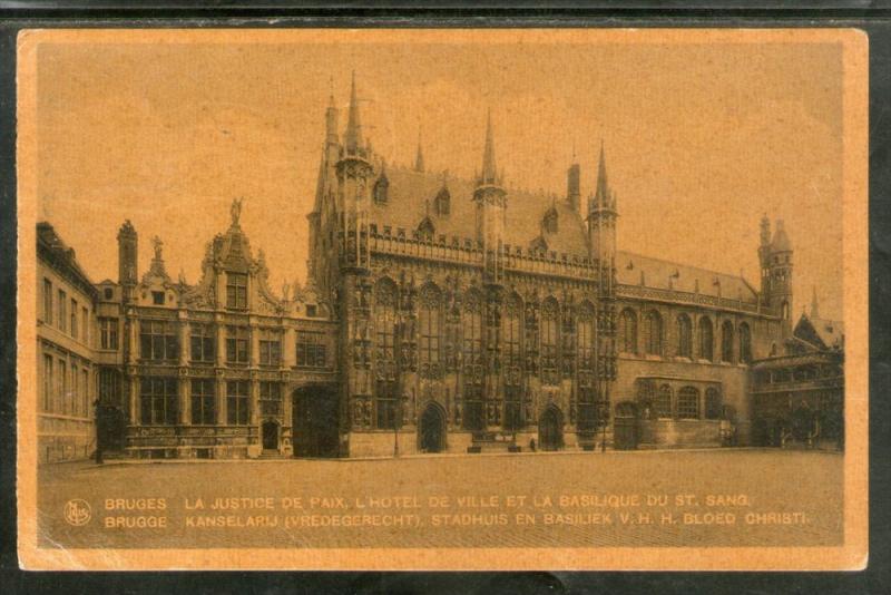 Belgium 1934 Bruges the town hall & the Basilica of St. Blood View Post Card ...