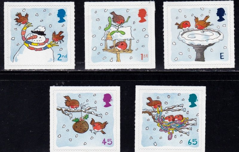 Great Britain 2001 -  Christmas - Birds - Snowman,  MNH set # 2002-2006