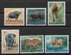 1962-3 India 361A-366 complete Fauna set of 6 MNH