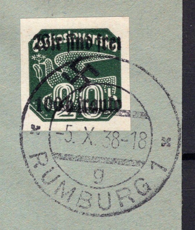 Sudetenland Rumburg: Overprinted Stamp on Cover